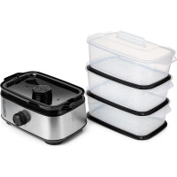 Пароварка Centek 9 л 1050 Вт, стальной корпус, таймер 60 мин, 3 контейнера, чаша для риса CT-1458