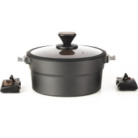 Кастрюля Lara MONACO CHOCO 24x11.5 см, 4.5 л литой алюминий, съёмные ручки, индукционное дно LR02-301 CHOCO