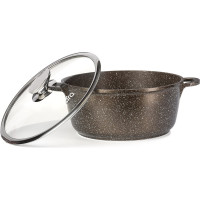 Кастрюля Lara Rio CHOCO 22x10 см, 3.1 л, мрамор, капсулированное индукционное дно, крышка LR02-203 CHOCO