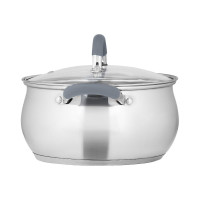 Кастрюля Lara BELL нержавеющая сталь 22x12.5 см, 4.7 л, капсулированное индукционное дно, силиконовая ручка, стеклянная крышка LR02-483