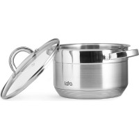 Кастрюля Lara AURORA нержавеющая сталь 10.5x16 см, 2.0 л, стальные ручки, капсулированное индукционное дно, крышка LR02-400