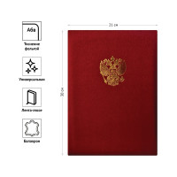 Адресная папка OfficeSpace APbk401 с российским орлом, А4, балакрон, красный APbk_401 160248