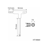 Ключ HOEGERT TECHNIK torx security типа Т, длинный, TT9 HT1W868