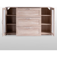 Тумба/комод Гуд ЛАКК СИРИУС 2 двери со стеклом и 3 ящика, 156x41x94 см, бежевая, дуб сонома 2.02.03.370.3