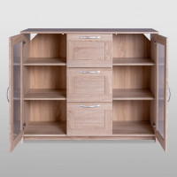 Тумба/комод Гуд ЛАКК СИРИУС 2 двери со стеклом и 3 ящика, 117x41x94 см, бежевая, дуб сонома 2.02.03.380.3