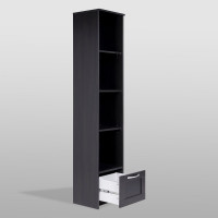 Стеллаж Гуд ЛАКК СИРИУС 1 ящик, 39x34x190 см, черный, дуб венге 2.02.07.130.5