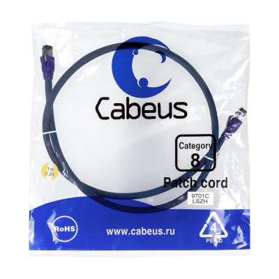 Экранированный патч-корд Cabeus PC-SSTP-RJ45-Cat.8-1m-LSZH