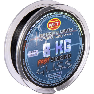 Плетеная леска WFT KG GLISS SINKING Black 1D-C-226-014