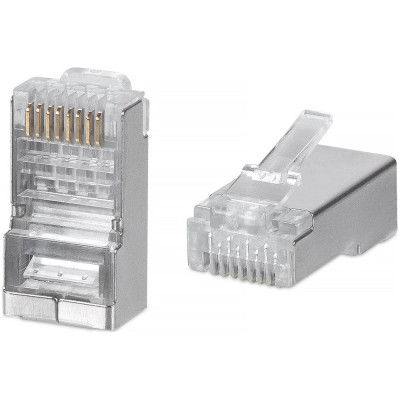 Cabeus Коннектор RJ-45 под витую пару, категория 6/7, экранированный, для многожильного кабеля, для проводников с толщиной по изоляции до 1,05 ммупаковка (100 шт.) 8P8C-SH-C6