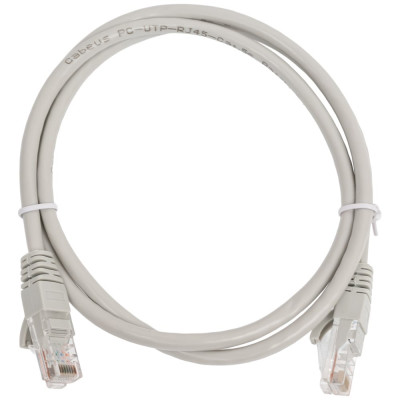 Неэкранированный патч-корд Cabeus U/UTP, категория 5е, 2xRJ45/8p8c, серый, PVC, 1м PC-UTP-RJ45-Cat.5e-1m