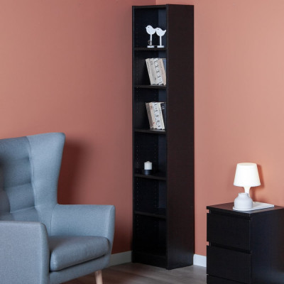 Стеллаж Гуд ЛАКК Варма 6 полок, 38x198x28, шпон ясень, черный S00333