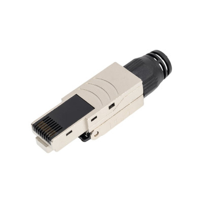 Экранированный коннектор Cabeus с фиксатором кабеля и колпачком RJ-45(8P8C) под витую пару, категория 6, для одножильного кабеля, со вставкой 100 шт 8P8C-SH-C6-TWP-F