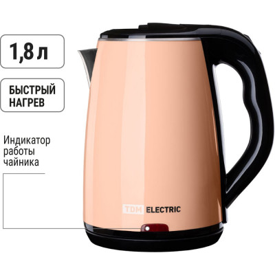 Электрический чайник TDM ELECTRIC Ника, нержавеющая сталь / пластик, 1.8 л, 1800 Вт, кремовый SQ4001-0009