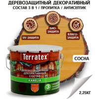 Деревозащитный декоративный состав ТЕРРАТЕКС сосна, 2.25 кг, 3 л ЭК000137005