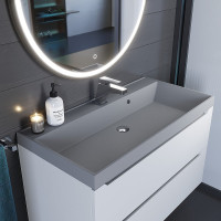 Кварцевая раковина для ванной uperwood Classic Quartz_100 см, серая матовая, бетон 293020633