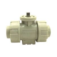 Двухходовой шаровой кран TECHNO 2020-PP полипропиленовый, под привод, DN20, рабочая температура -10~60C 650220