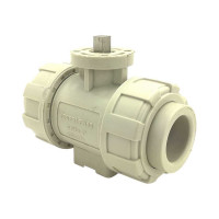 Двухходовой шаровой кран TECHNO 2025-PP полипропиленовый, под привод, DN25, рабочая температура -10~60C 650225