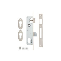 Корпус узкопрофильного замка с защёлкой KALE KILIT 253, 25 мм, w/b, никель 8089