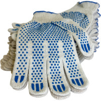 Перчатки с ПВХ ООО Гранд Пак 4 нити, 10к, точка белая, 10 пар 9127