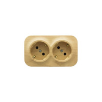 Розеточный блок Legrand двойной с заземлением Legrand Quteo с предварительным подключением со шторками IP20 16А 250В винтовые зажимы накладной монтаж дерево 782287