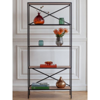 Стеллаж GreenWeen KARIN-800, черный каркас, полки ЛДСП Робиния, 1750x800x300 GW-KARIN-800-B-L-R