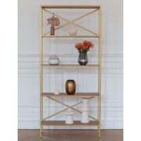 Стеллаж GreenWeen KARIN-800, золотой каркас, полки ЛДСП Робиния, 1750x800x300 GW-KARIN-800-G-L-R