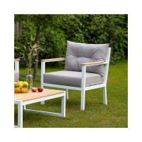 Уличное кресло GreenWeen SANTORINI c подушками из велюра светло-серого цвета, каркас белый, алюминий, 700x870x820 мм GW-AL-SANTORINI-CH-800W