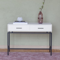 Консоль GreenWeen KARIN 1100x400x800, черный каркас, верх МДФ, цвет SNOW WHITE, 2 ящика GW-KONS-KARIN-1100B-SW