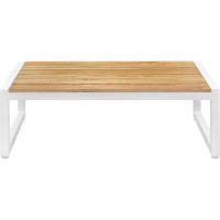 Уличный журнальный стол GreenWeen SANTORINI 1085x360x650, каркас алюминий белого цвета, дерево GW-AL-SANTORINI-TB-1085W