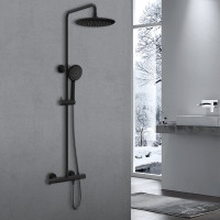 Термостатическая душевая стойка VINCEA Desire черный VSFS-1D0TMB