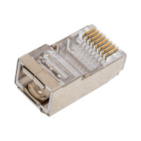 Экранированный универсальный коннектор RJ-45 Cabeus быстрой установки под витую пару, категория 5e, (для одножильного и многожильного кабеля) 100 шт 8P8C-SH-FC