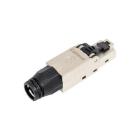 Экранированный коннектор Cabeus с фиксатором кабеля и колпачком RJ-45(8P8C) под витую пару, категория 6, для одножильного кабеля, со вставкой 100 шт 8P8C-SH-C6-TWP-F