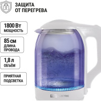 Электрический чайник TDM ELECTRIC Нептун, стекло, 1.8 л, 1800 Вт, белый SQ4001-0007