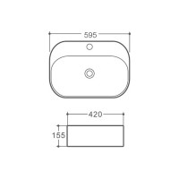 Керамическая раковина VINCEA 595x420x155, накладная, цвет белый VBS-306