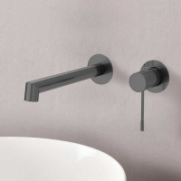 Смеситель для раковины VINCEA Desire встраиваемый, однорычажный, вороненая сталь VBFW-1D1GM