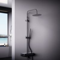 Душевая система Damixa Scandinavian Pure с ванно-душевым смесителем-полкой, черный 936730300