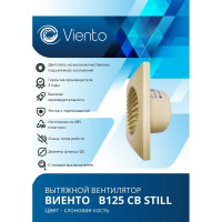 Осевой вытяжной вентилятор ВИЕНТО тяговый выключатель, 240 м3, ВОЛНА, сл. кость, шарикоподшипник ВИЕНТО В125СВ STILL ivory-B