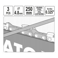 Напильники для заточки цепи 4.8 мм, 3 шт YATO YT-85027