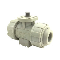 Двухходовой шаровой кран TECHNO 2015-PP полипропиленовый, под привод, DN15, рабочая температура -10~60C 650215