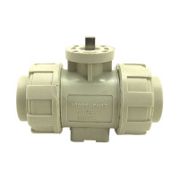 Двухходовой шаровой кран TECHNO 2025-PP полипропиленовый, под привод, DN25, рабочая температура -10~60C 650225