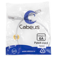 Экранированный патч-корд Cabeus S/FTP, категория 6а (10G), 2xRJ45/8p8c, серый, LSZH, 0.5м PC-SSTP-RJ45-Cat.6a-0.5m-LSZH