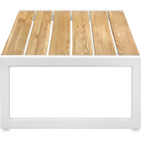 Уличный журнальный стол GreenWeen SANTORINI 1085x360x650, каркас алюминий белого цвета, дерево GW-AL-SANTORINI-TB-1085W