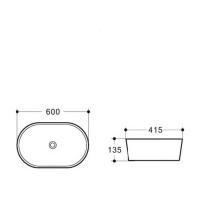 Керамическая раковина VINCEA 600x415x135 накладная, цвет белый VBS-302