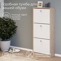 Тумба для обуви ТриЯ Тетра тип 1 исполнение 2, дуб сонома, белый 208808