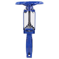 Задвижка шиберная DN.ru Ду100 Ру10 межфланцевая, выдвижной шпиндель, штурвал D040-03157