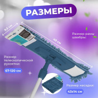 Швабра для пола с насадкой из шенилла PERFECTO LINEA темно-синяя 43-401023