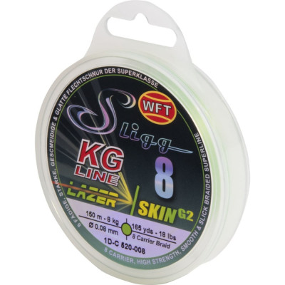 Леска WFT KG SLIGG LAZER SKIN G2x8 Chartreuse150/008 1D-C-520-008