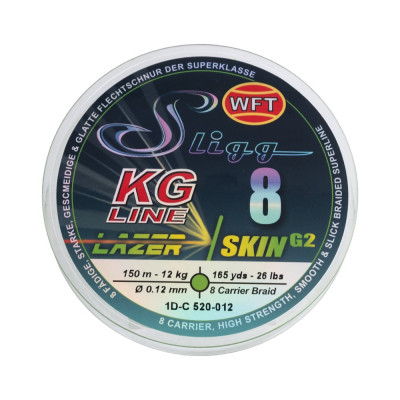 Плетеная леска WFT KG SLIGG LAZER SKIN G2x8 Chartreuse150/012 1D-C-520-012