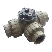 Трехходовой шаровой кран TECHNO 3032-PP полипропиленовый, под привод, DN32, рабочая температура -10~60C 650332