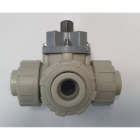 Трехходовой шаровой кран TECHNO 3015-PP полипропиленовый, под привод, DN15, рабочая температура -10~60C 650315